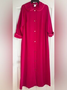 Vintage Fuchsia Lounge Dress Robe Arnel Triacetate Maxi Pink Women Medium